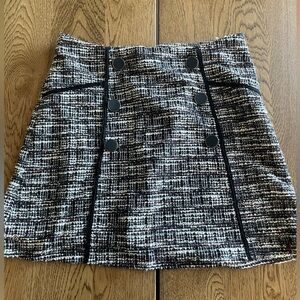 Lily Star Black and White Tweed Button-Front Mini Skirt
